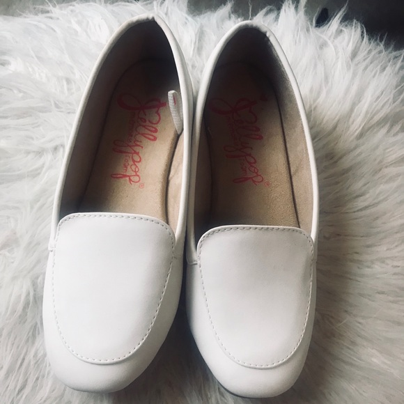 Shoes - White Faux Leather Loafers